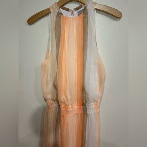 NEW Chicos Watercolor Stripe Maxi Dress Sand Size 0